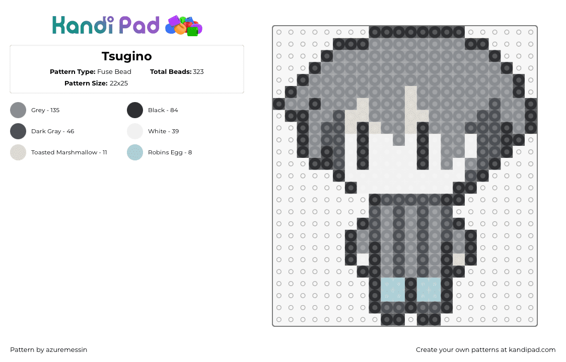 Tsugino - Fuse Bead Pattern by azuremessin on Kandi Pad - tsugino haru,zeno,chibi,character,video game,horror,rpg,gray