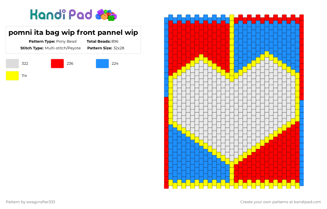 pomni ita bag wip front pannel wip - Pony Bead Pattern by swagcrafter333 on Kandi Pad - red,light blue,tadc,pomni,theamazingdigitalcircus