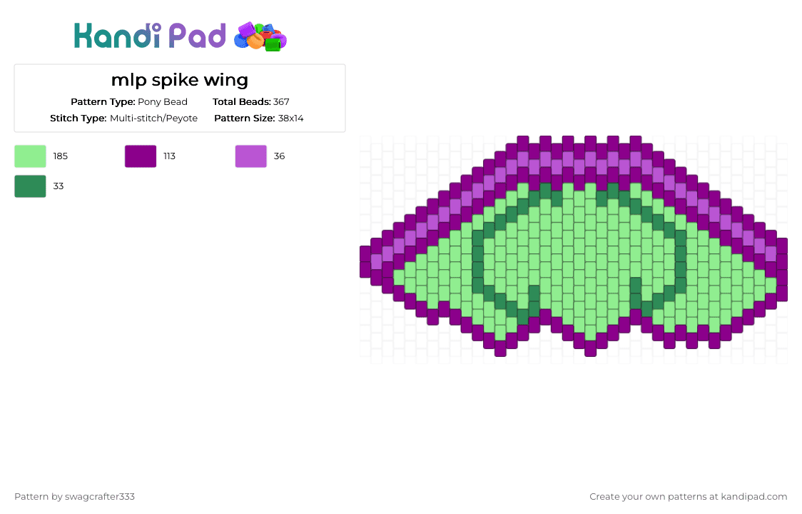 mlp spike wing - Pony Bead Pattern by jinxchansnight on Kandi Pad - mlp, mylittlepony, pink, spike, teal, wing