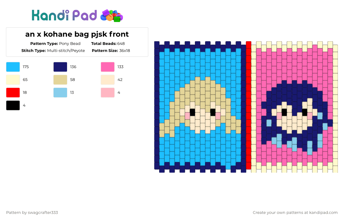 wip an x kohane bag pjsk front - Pony Bead Pattern by swagcrafter333 on Kandi Pad - purple,light blue,beige,pink,pjsk,an,kohane,anhane