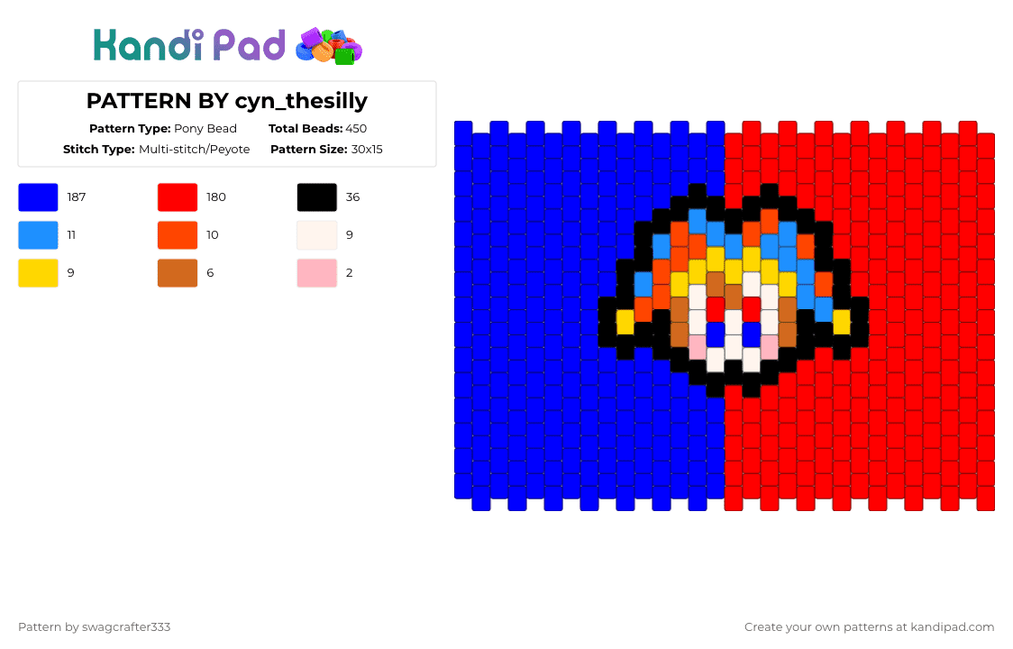 PATTERN BY cyn_thesilly - Pony Bead Pattern by toyachansn1ght on Kandi Pad - purple, red