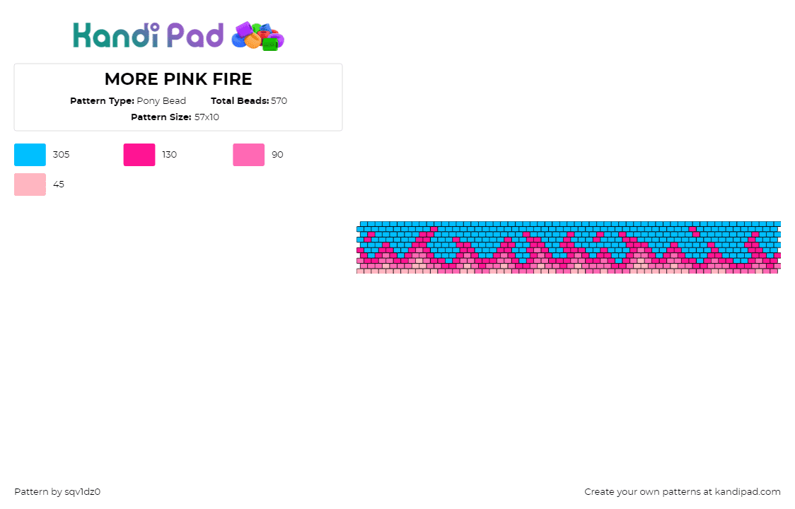 PINK FIRE STRAP - Pony Bead Pattern by sqv1dz0 on Kandi Pad - fire,flames,cuff,blue,pink