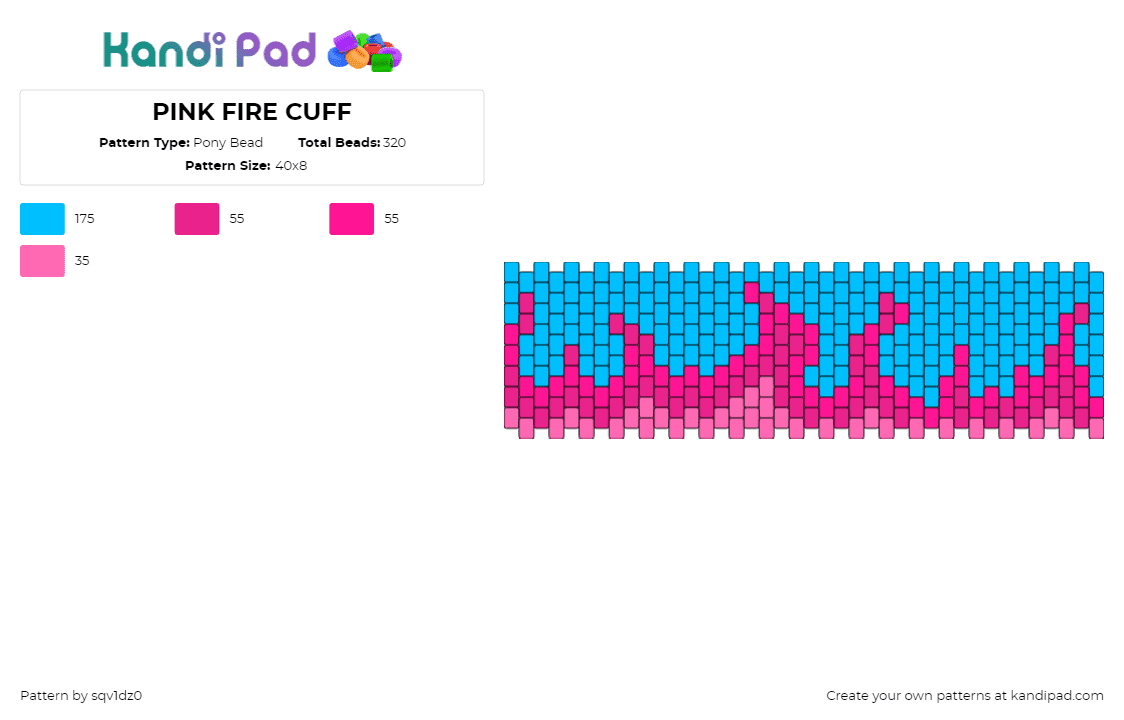 Pink Fire Cuff Pony Bead Pattern - Kandi Pad 