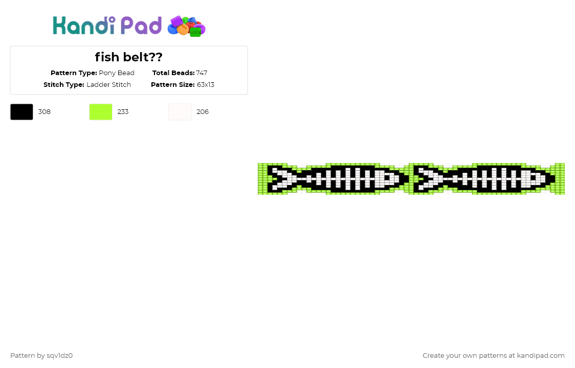 fish belt?? - Pony Bead Pattern by sqv1dz0 on Kandi Pad - fish,belt,strap,cuff