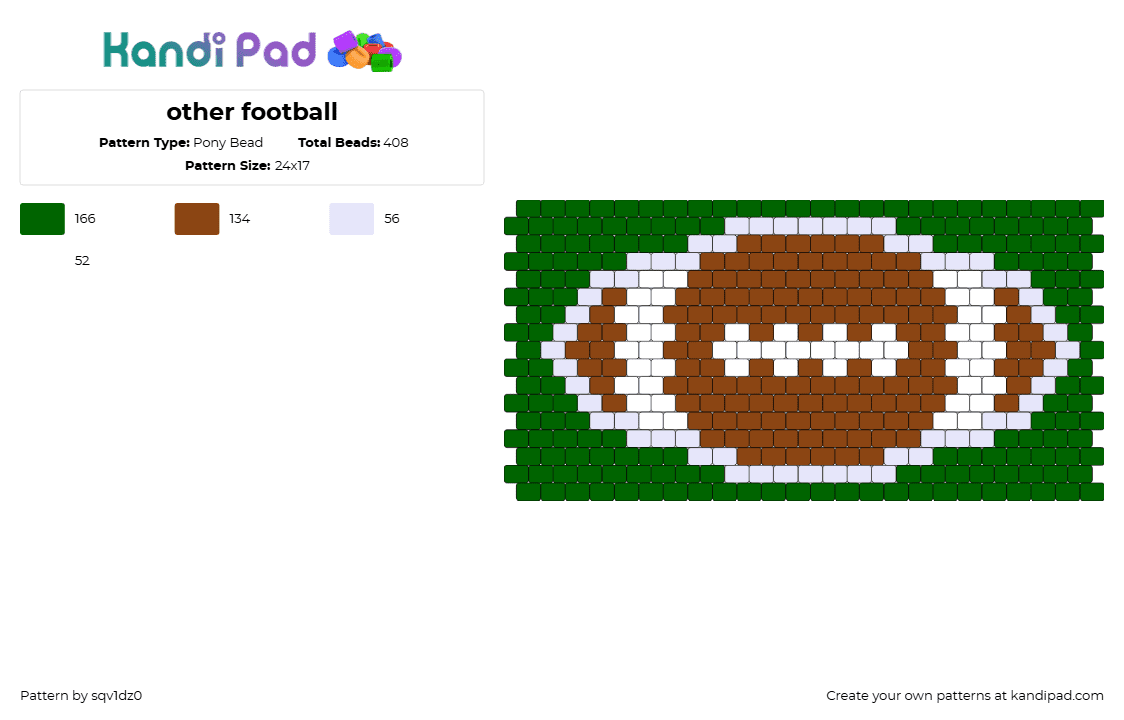 other football - Pony Bead Pattern by sqv1dz0 on Kandi Pad - football,sports,cuff,brown,green,white