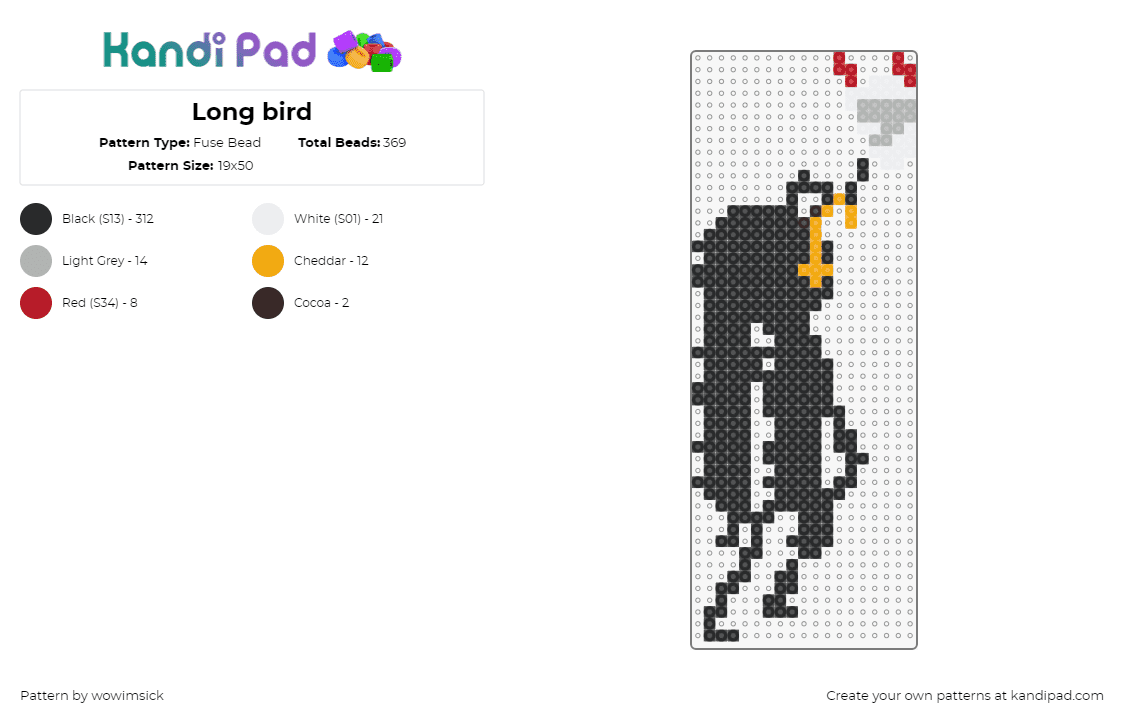 Long bird - Fuse Bead Pattern by wowimsick on Kandi Pad - judgement bird,lobotomy corporation,video game,black