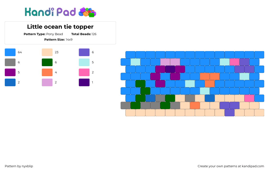 Little ocean tie topper - Pony Bead Pattern by 0_micahs4vampire_0 on Kandi Pad - beige,light blue