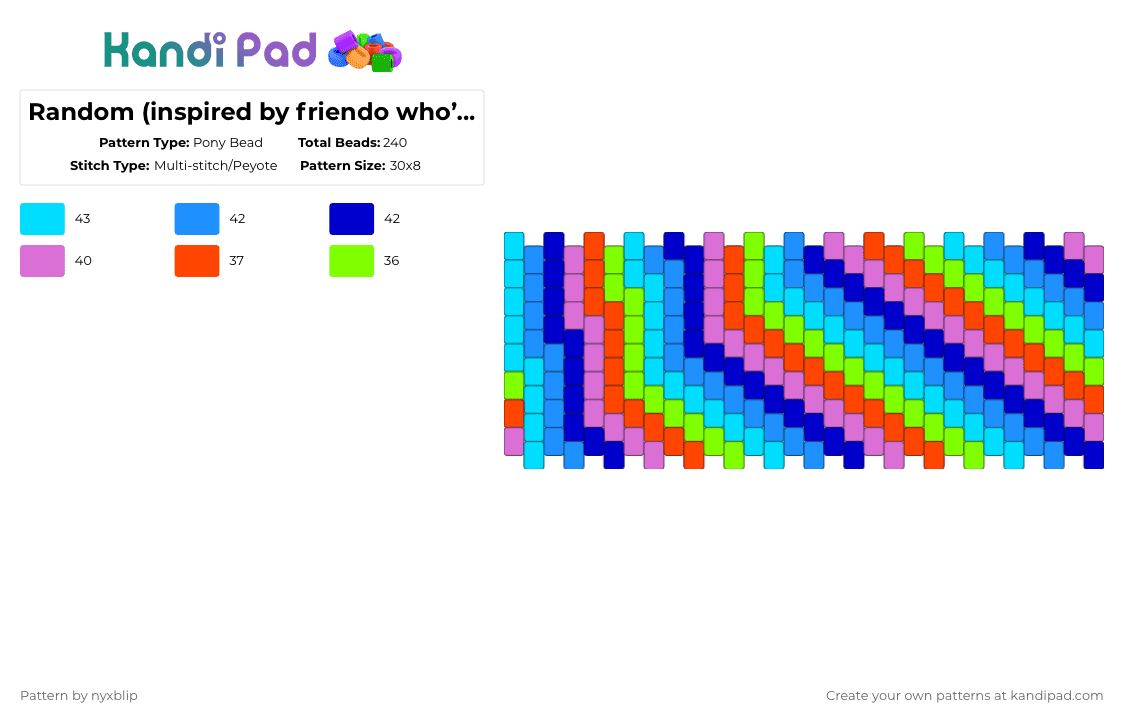 Random (inspired by friendo who’s doing inverted) - Pony Bead Pattern by 0_micahs4vampire_0 on Kandi Pad - light blue