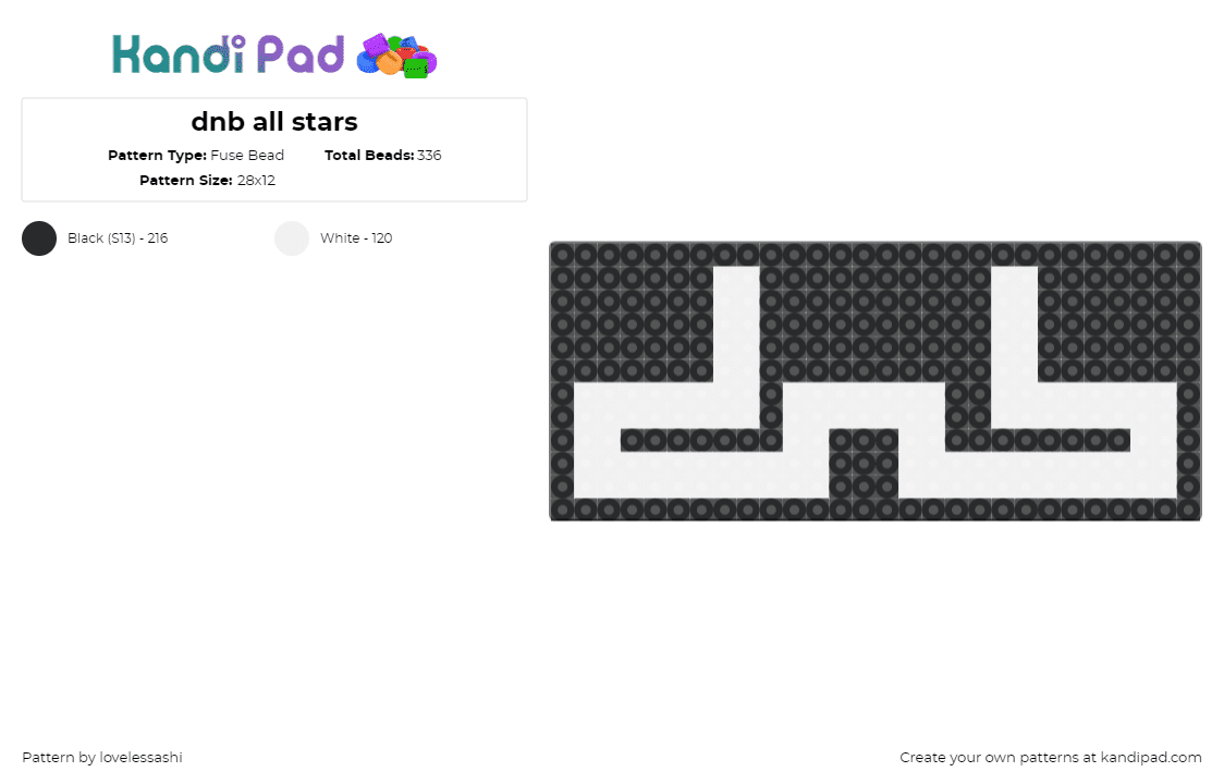 dnb all stars - Fuse Bead Pattern by lovelessashi on Kandi Pad - dnb allstars,logo,drum and bass,music,dj,edm,simple,black,white