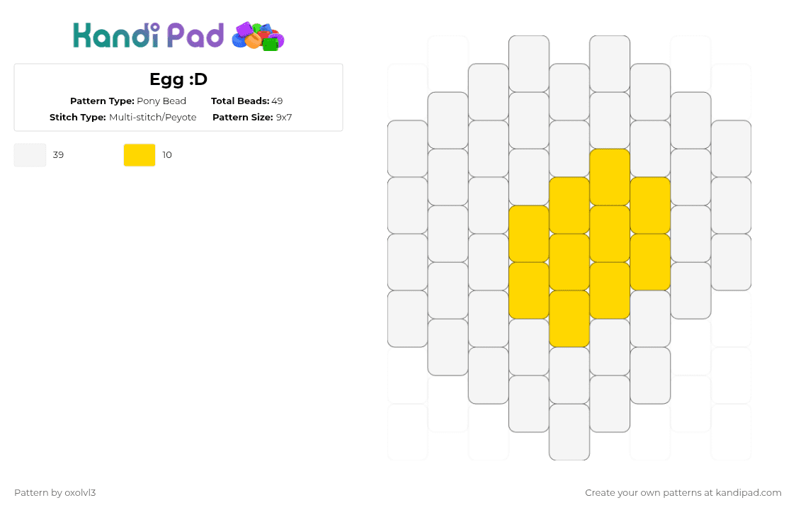 Egg :D - Pony Bead Pattern by oxolvl3 on Kandi Pad - white