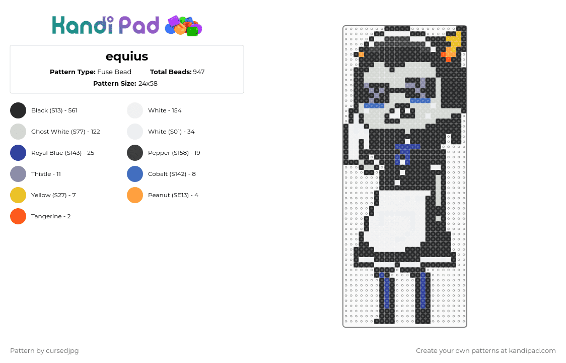 equius - Fuse Bead Pattern by cursedjpg on Kandi Pad - black,white,gray,purple
