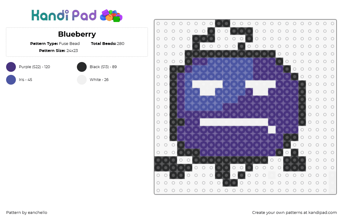 Blueberry - Fuse Bead Pattern by eanchello on Kandi Pad - blueberry,face,berry,blue,purple