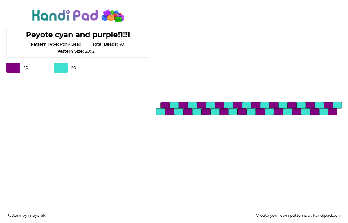 Peyote cyan and purple!1!!1 - Pony Bead Pattern by meychiki on Kandi Pad - zipper,zig zag,stripes,simple,bracelet,teal,purple