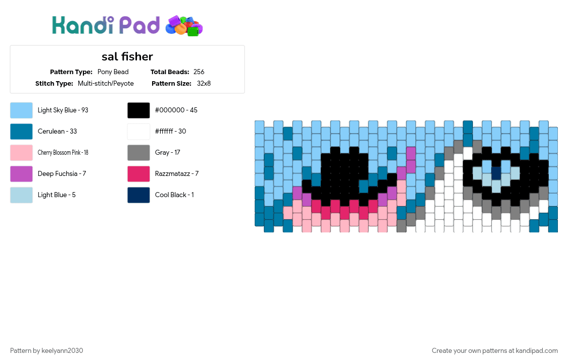 sal fisher - Pony Bead Pattern by keelyann2030 on Kandi Pad - light blue