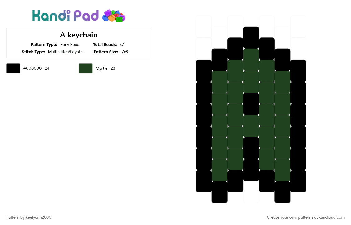 A keychain - Pony Bead Pattern by 4c3_the_k4nd1_b01 on Kandi Pad - black