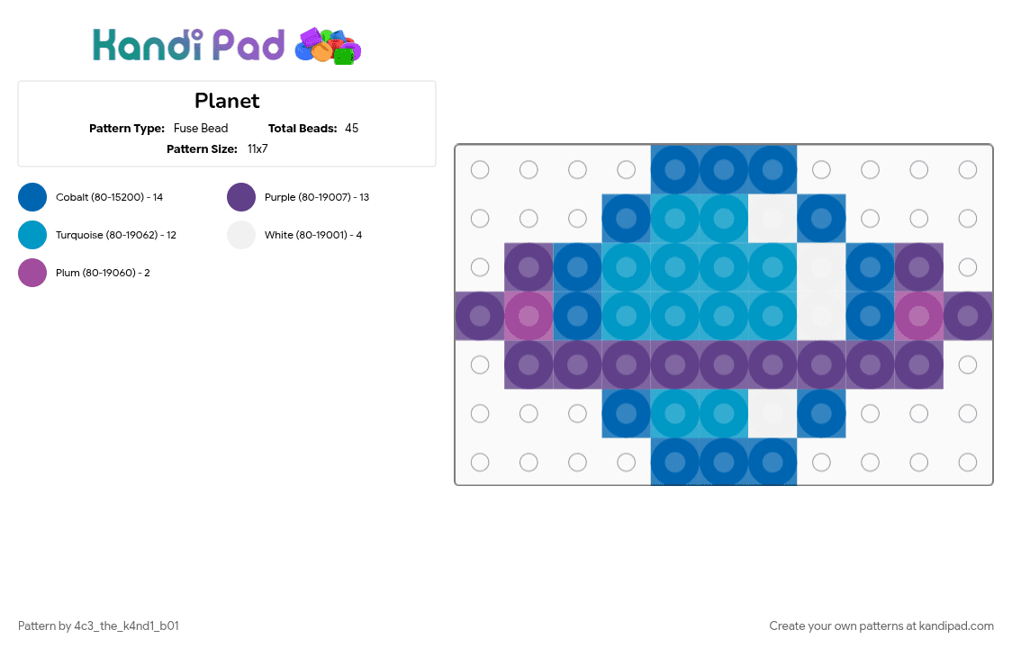 Planet - Fuse Bead Pattern by 4c3_the_k4nd1_b01 on Kandi Pad - blue, light blue, purple