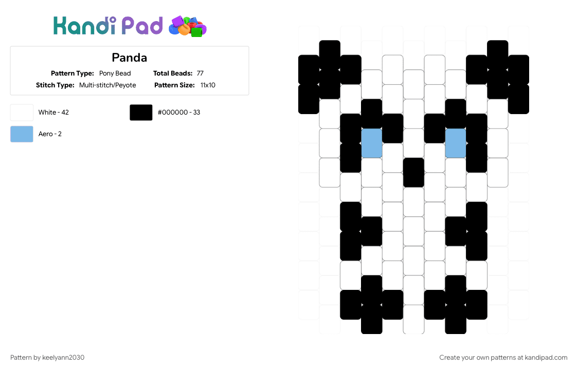Panda - Pony Bead Pattern by keelyann2030 on Kandi Pad - white