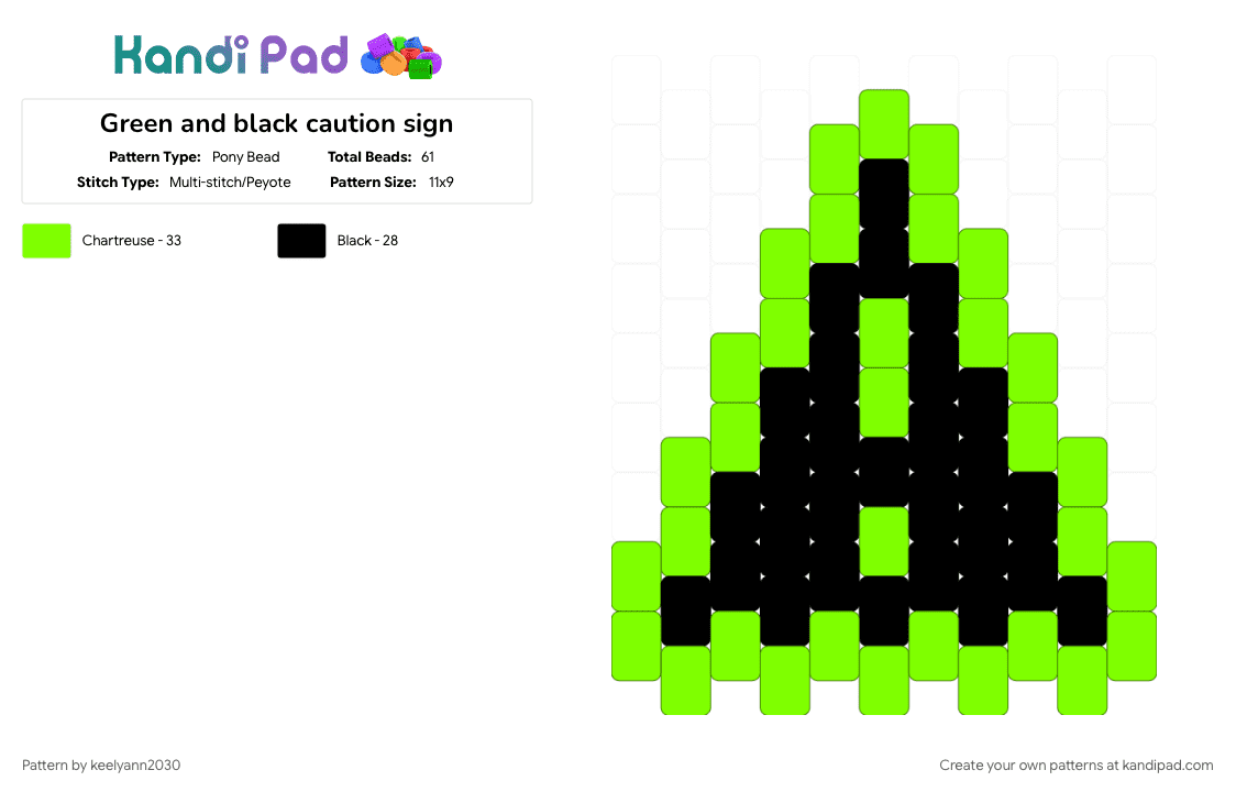 Green and black caution sign - Pony Bead Pattern by keelyann2030 on Kandi Pad - black, green