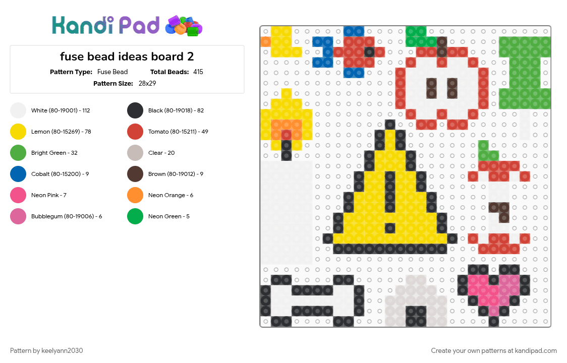 fuse bead ideas board 2 - Fuse Bead Pattern by 4c3_the_k4nd1_b01 on Kandi Pad - green, red, yellow