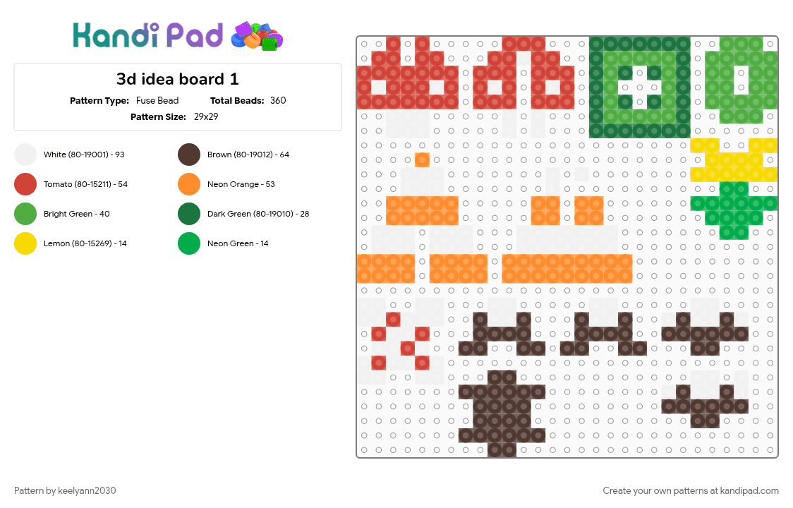 3d idea board 1 - Fuse Bead Pattern by 4c3_the_k4nd1_b01 on Kandi Pad - brown, green, orange, red