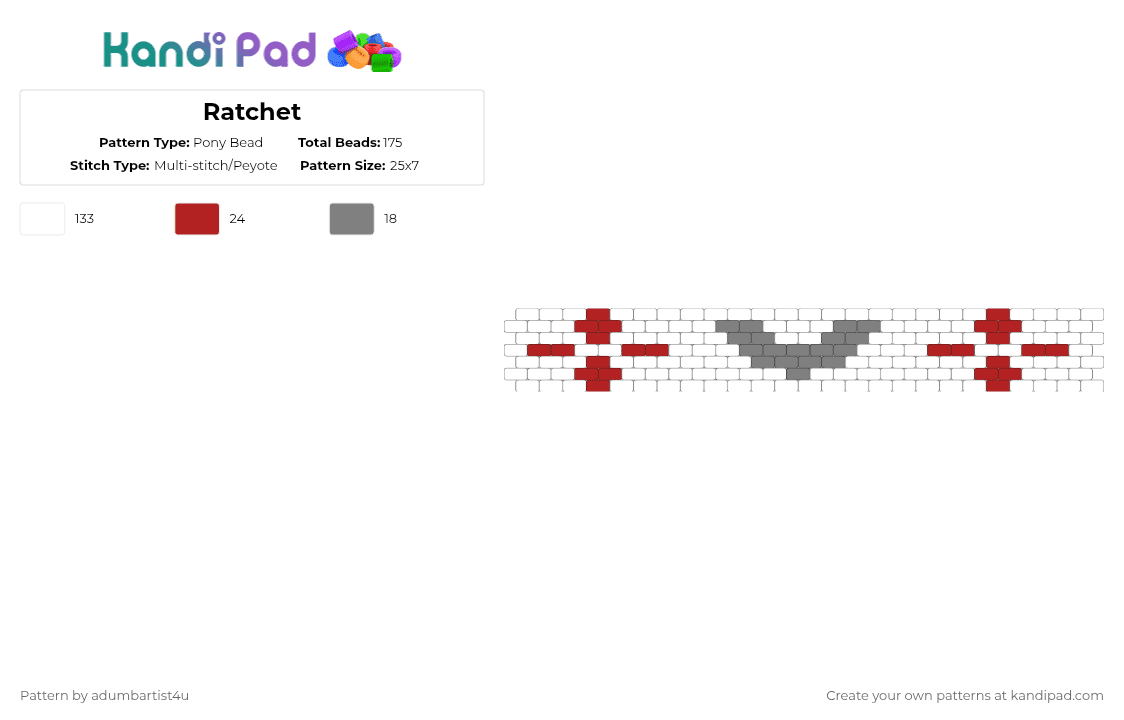 Ratchit Patwave Pattern Ratchet Pony Bead Pattern - Kandi Pad | Kandi Patterns, Fuse Bead ...
