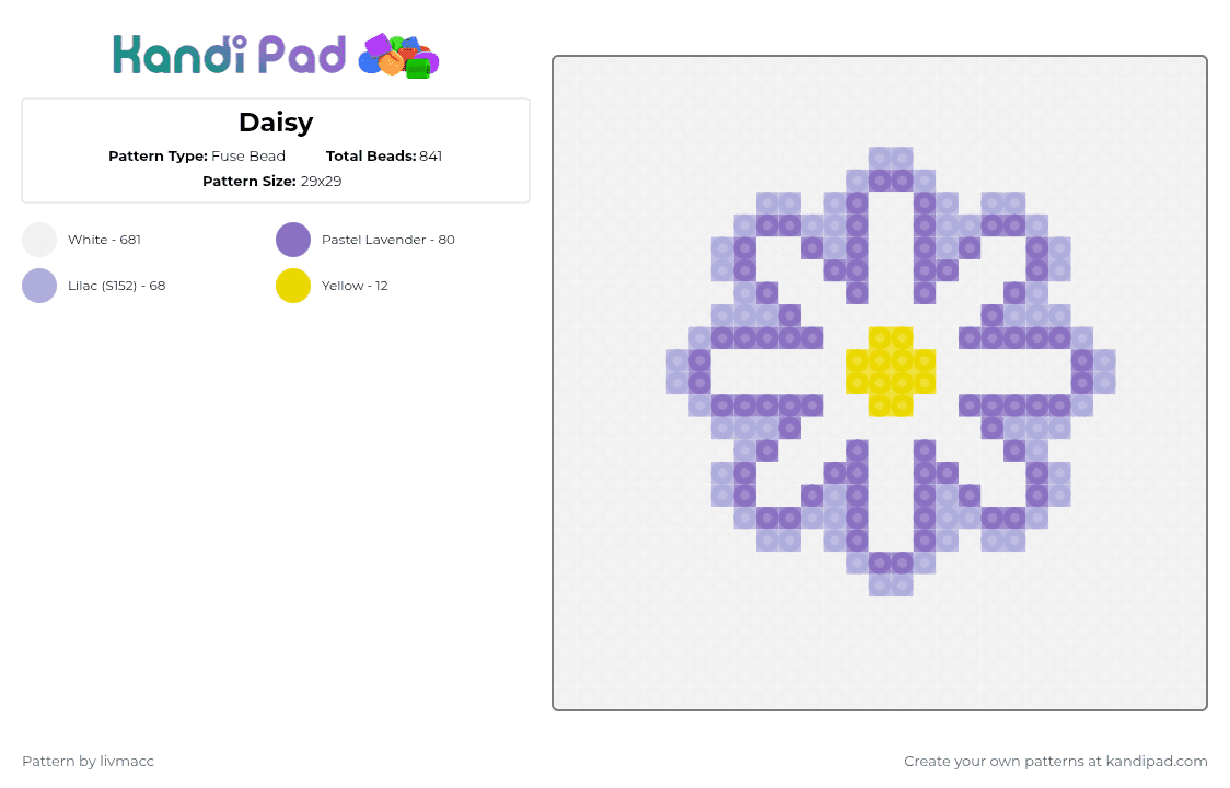 Daisy Fuse Bead Pattern - Kandi Pad | Kandi Patterns, Fuse Bead ...