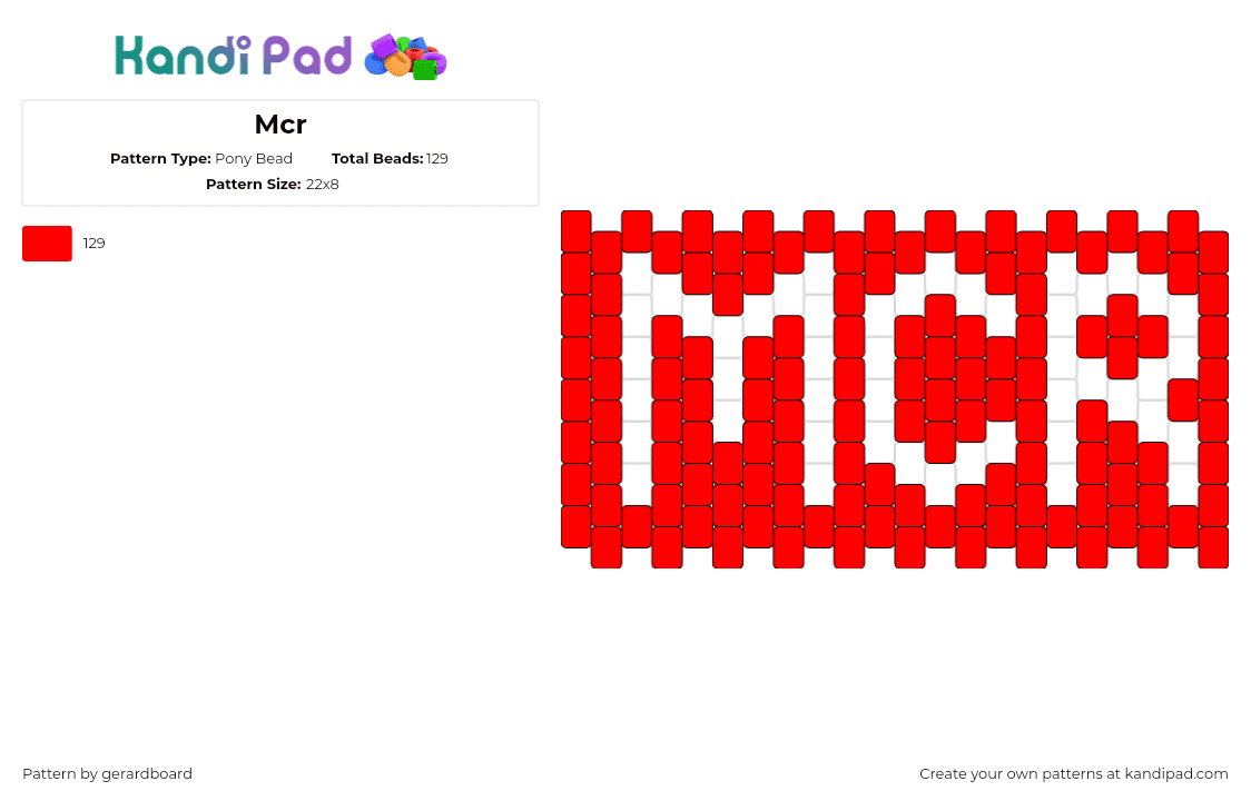 Mcr - Pony Bead Pattern by gerardboard on Kandi Pad - mcr,my chemical romance,text,music,band,emo,cuff,red,white