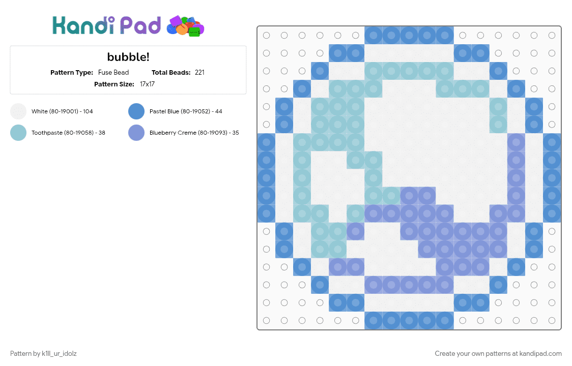 bubble! - Fuse Bead Pattern by k1ll_ur_idolz on Kandi Pad - light blue, white