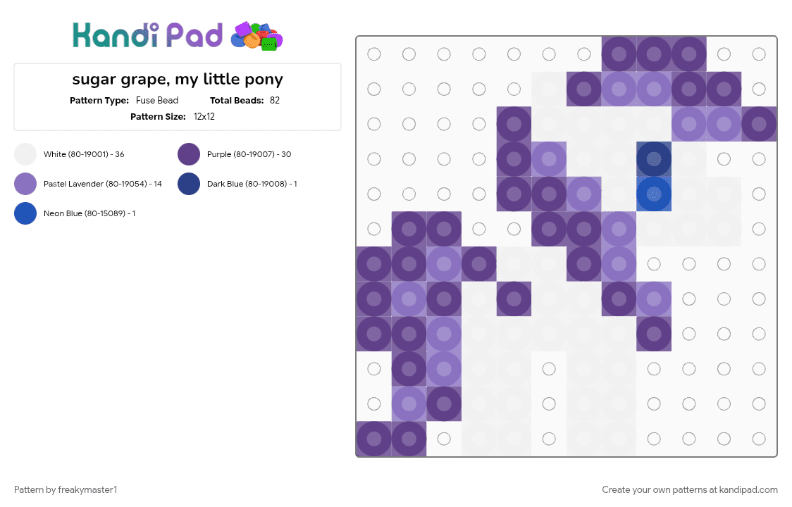 sugar grape, my little pony - Fuse Bead Pattern by k1ll_ur_idolz on Kandi Pad - blue, purple