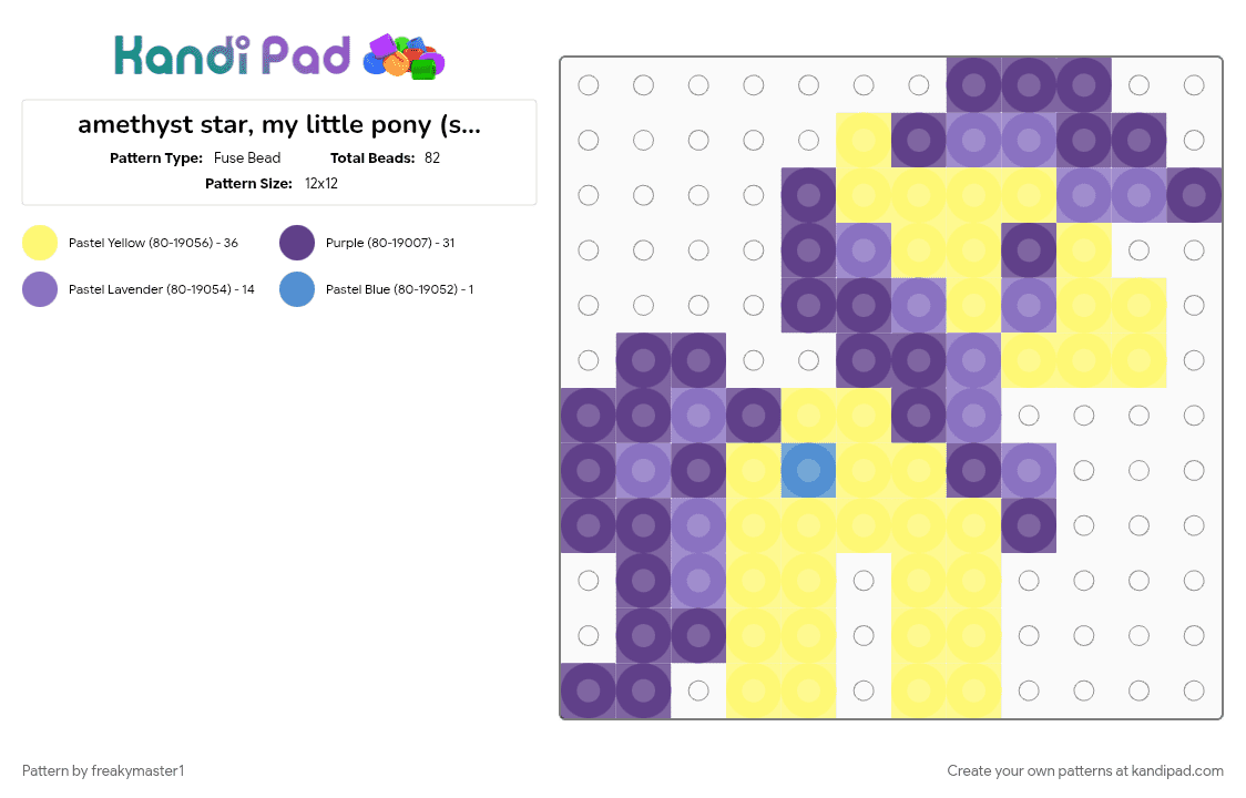 banana fluff, my little pony (small) - Fuse Bead Pattern by k1ll_ur_idolz on Kandi Pad - purple, yellow