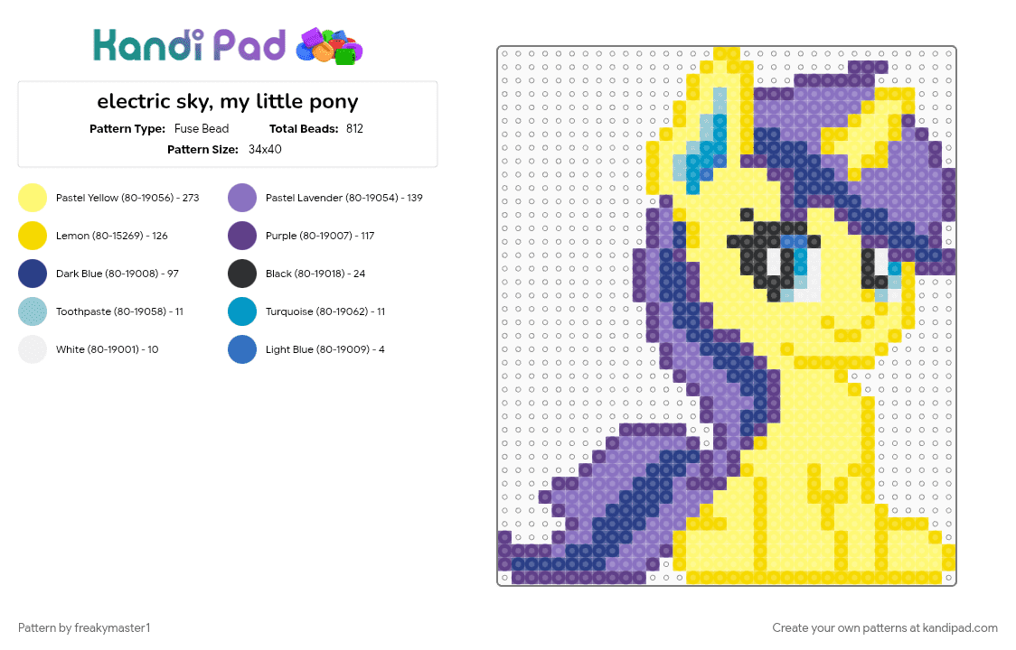 electric sky, my little pony - Fuse Bead Pattern by k1ll_ur_idolz on Kandi Pad - blue, yellow