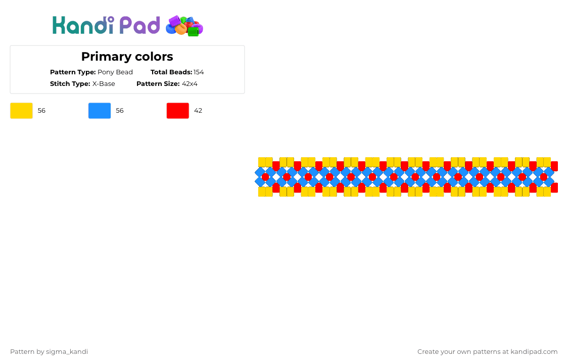Primary colors - Pony Bead Pattern by sigma_kandi on Kandi Pad - yellow,light blue