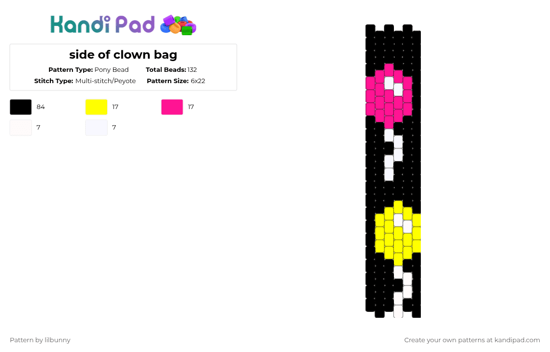 side of clown bag - Pony Bead Pattern by lilbunny on Kandi Pad - black,yellow,pink,cute,colofull,clown