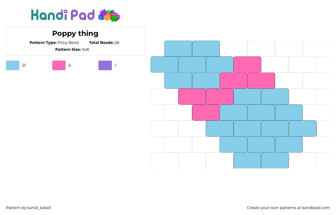 Poppy thing - Pony Bead Pattern by kandi_katalt on Kandi Pad - poppy,dandys world,simple,video game,light blue,pink