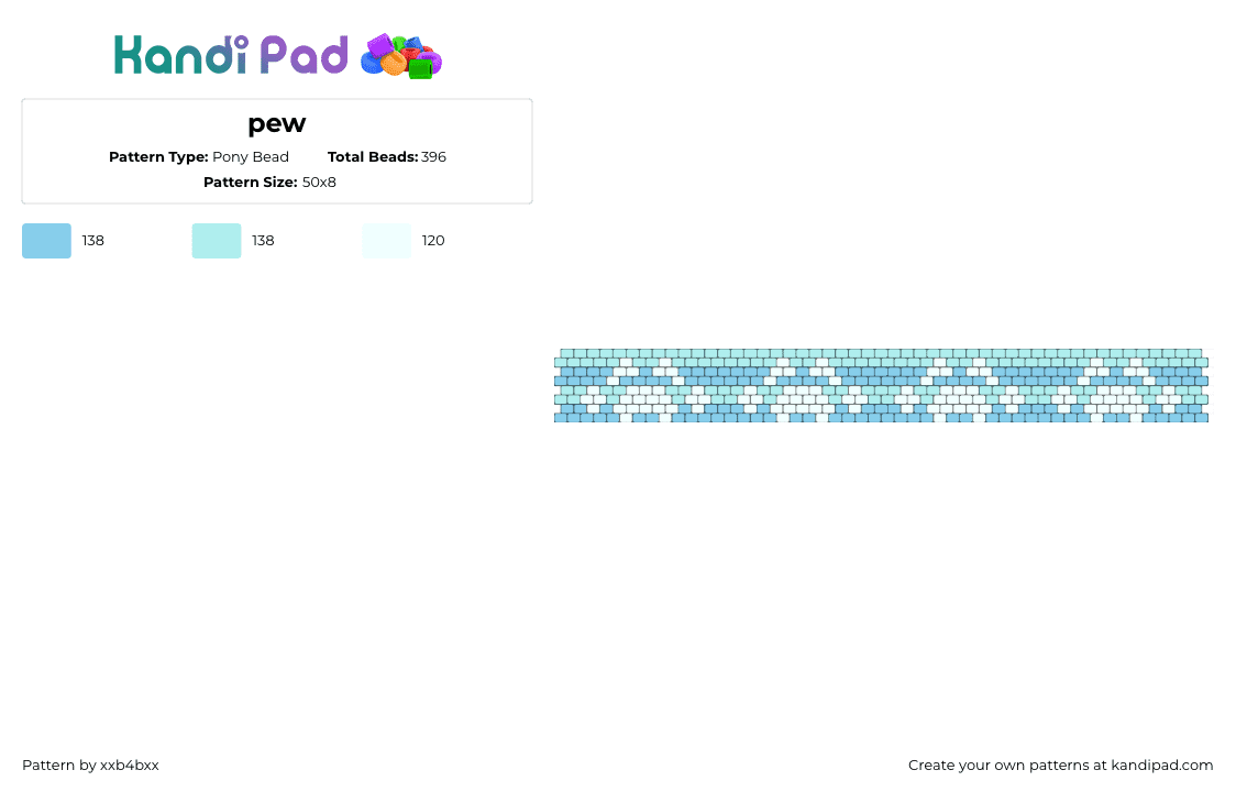 pew - Pony Bead Pattern by xxb4bxx on Kandi Pad - paw prints,icy,cuff,light blue