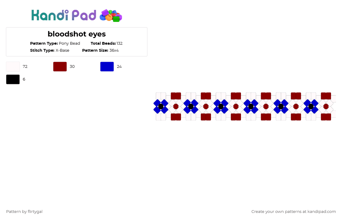bloodshot eyes - Pony Bead Pattern by chxrrymxgic on Kandi Pad - red,purple,eyes,blue,white