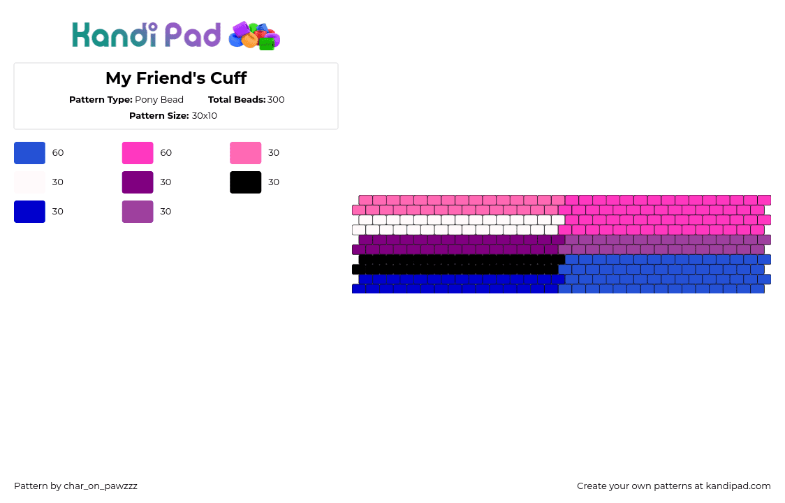 My Friend\'s Cuff - Pony Bead Pattern by char_on_pawzzz on Kandi Pad - genderfluid,bisexual,pride,community,cuff,pink,blue