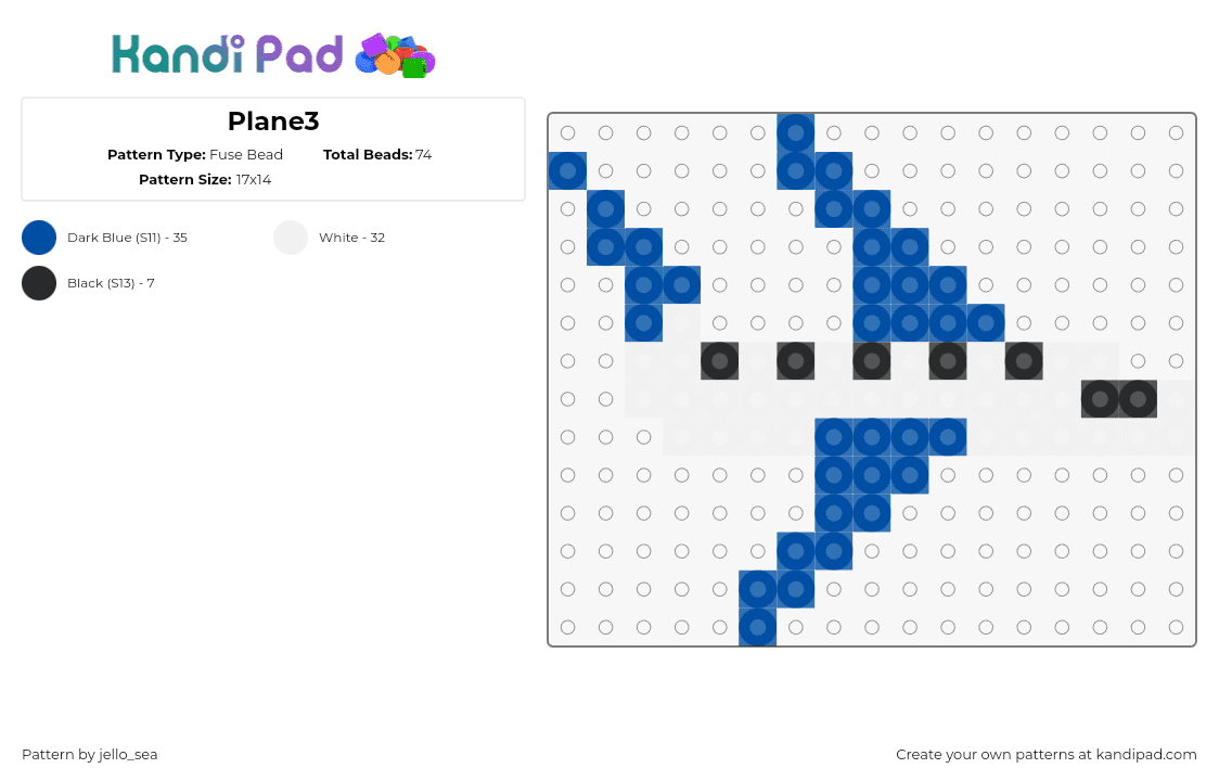 Plane3 - Fuse Bead Pattern by jello_sea on Kandi Pad - airplane,simple,white,blue