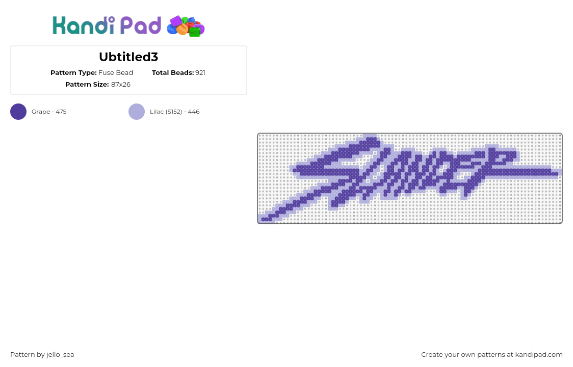 Ubtitled3 - Fuse Bead Pattern by jello_sea on Kandi Pad - slander,logo,dj,music,edm,purple