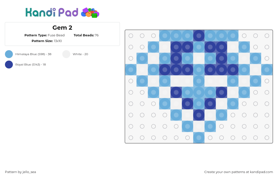 Gem 2 - Fuse Bead Pattern by jello_sea on Kandi Pad - diamond,gem,geometric,light blue,blue