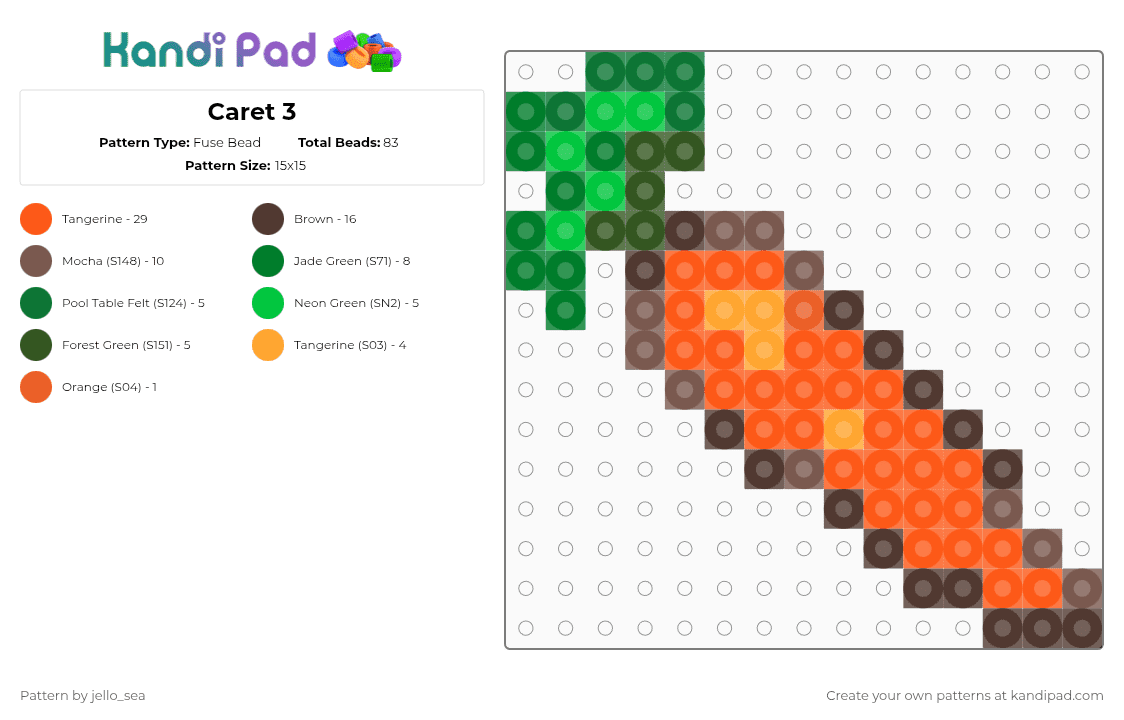 Caret 3 - Fuse Bead Pattern by jello_sea on Kandi Pad - carrot,vegetable,food,green,brown,orange