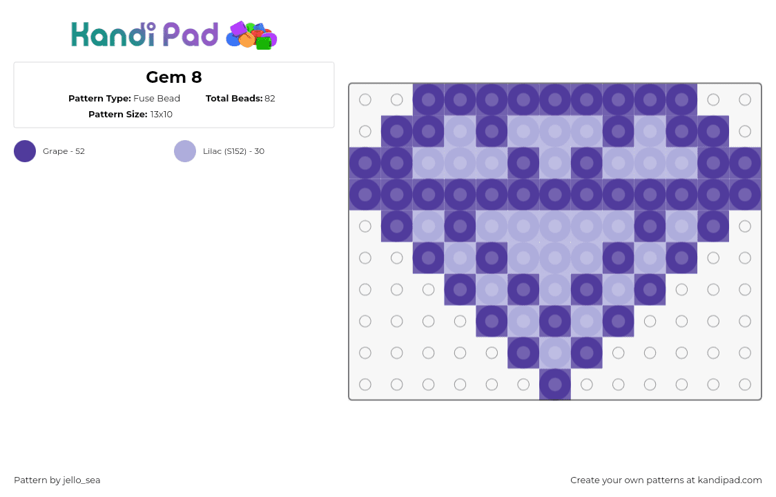 Gem 8 - Fuse Bead Pattern by jello_sea on Kandi Pad - diamond,gem,geometric,purple