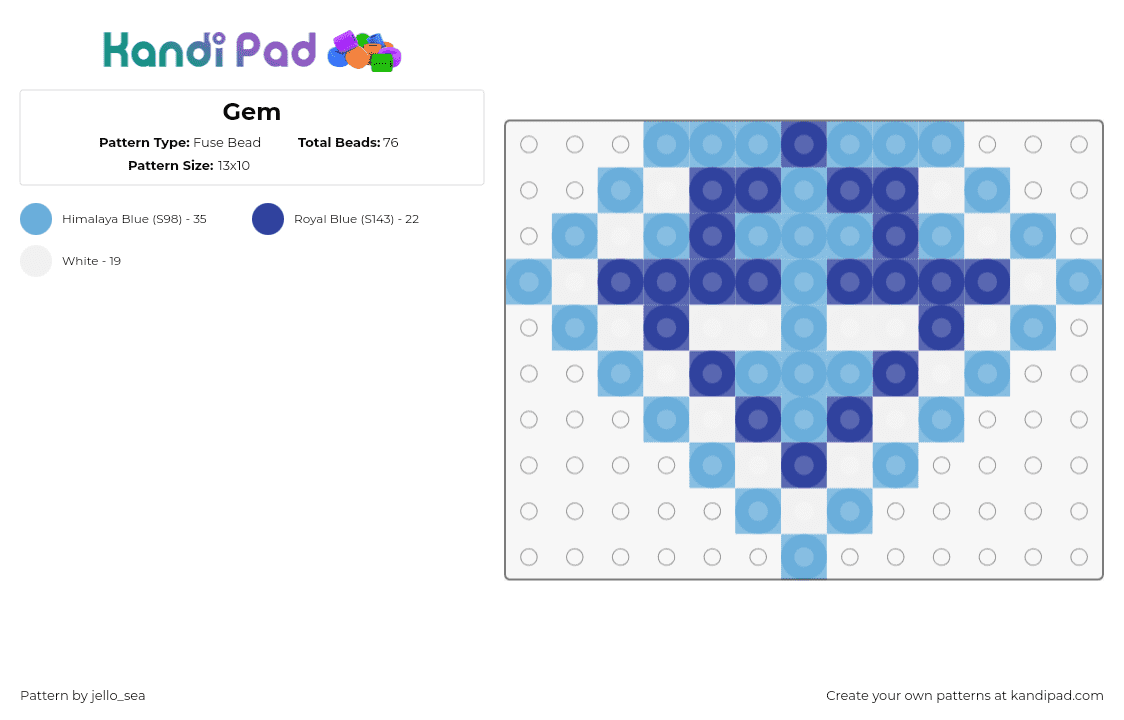 Gem - Fuse Bead Pattern by jello_sea on Kandi Pad - diamond,gem,geometric,light blue,blue
