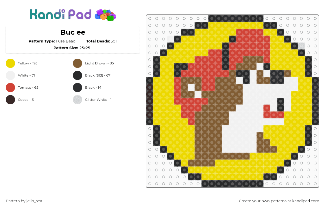 Buc ee - Fuse Bead Pattern by jello_sea on Kandi Pad - yellow,tan