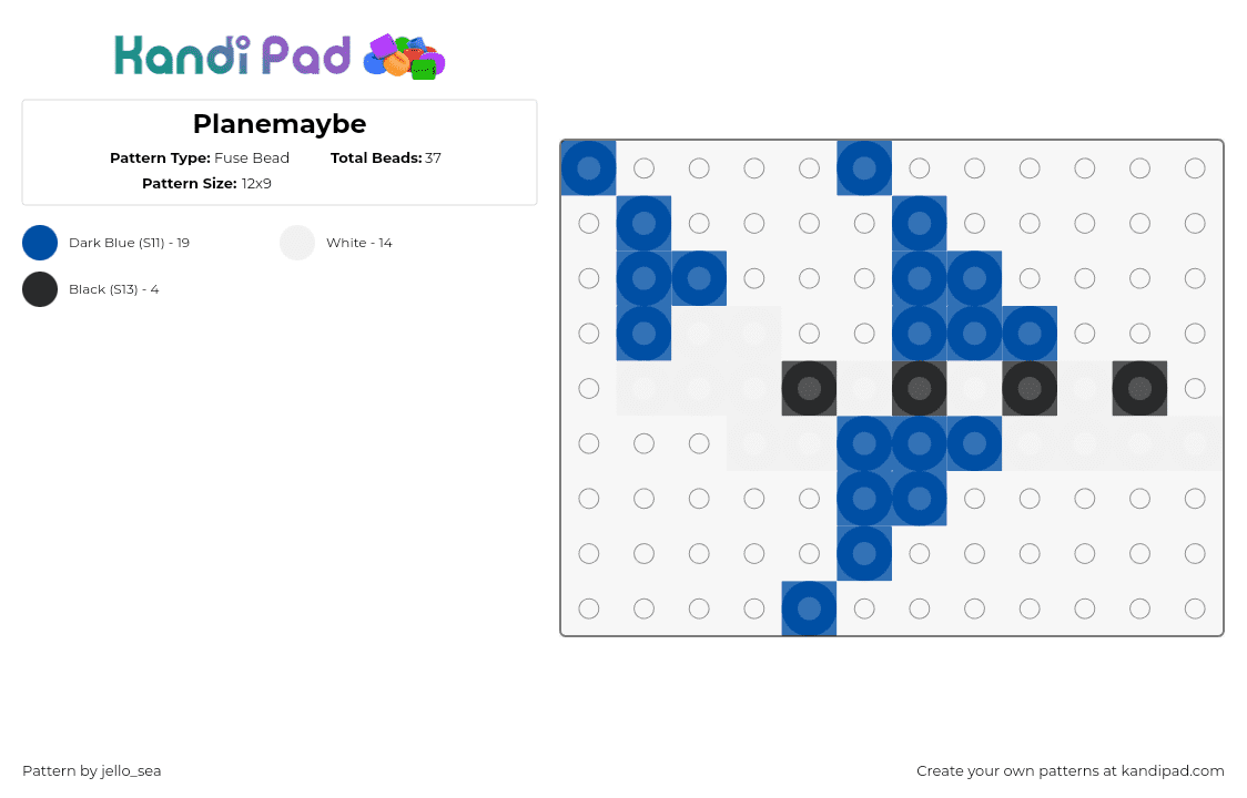 Planemaybe - Fuse Bead Pattern by jello_sea on Kandi Pad - airplane,simple,white,blue