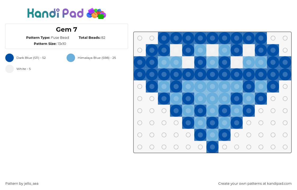 Gem 7 - Fuse Bead Pattern by jello_sea on Kandi Pad - diamond,gem,geometric,light blue,blue