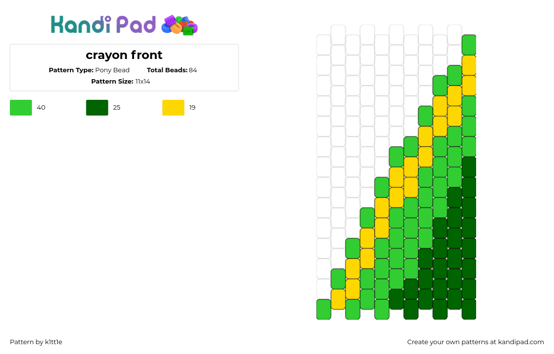 crayon front - Pony Bead Pattern by k1tt1e on Kandi Pad - crayon,panel,green