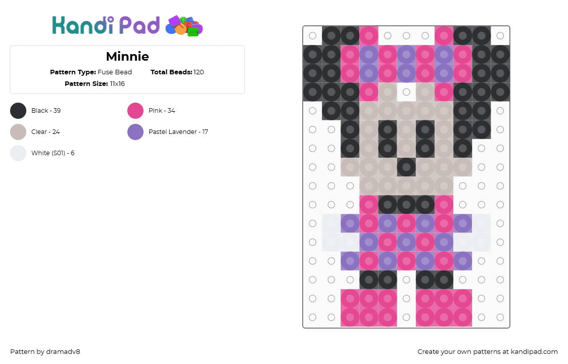 Minnie - Fuse Bead Pattern by dramadv8 on Kandi Pad - beige,pink
