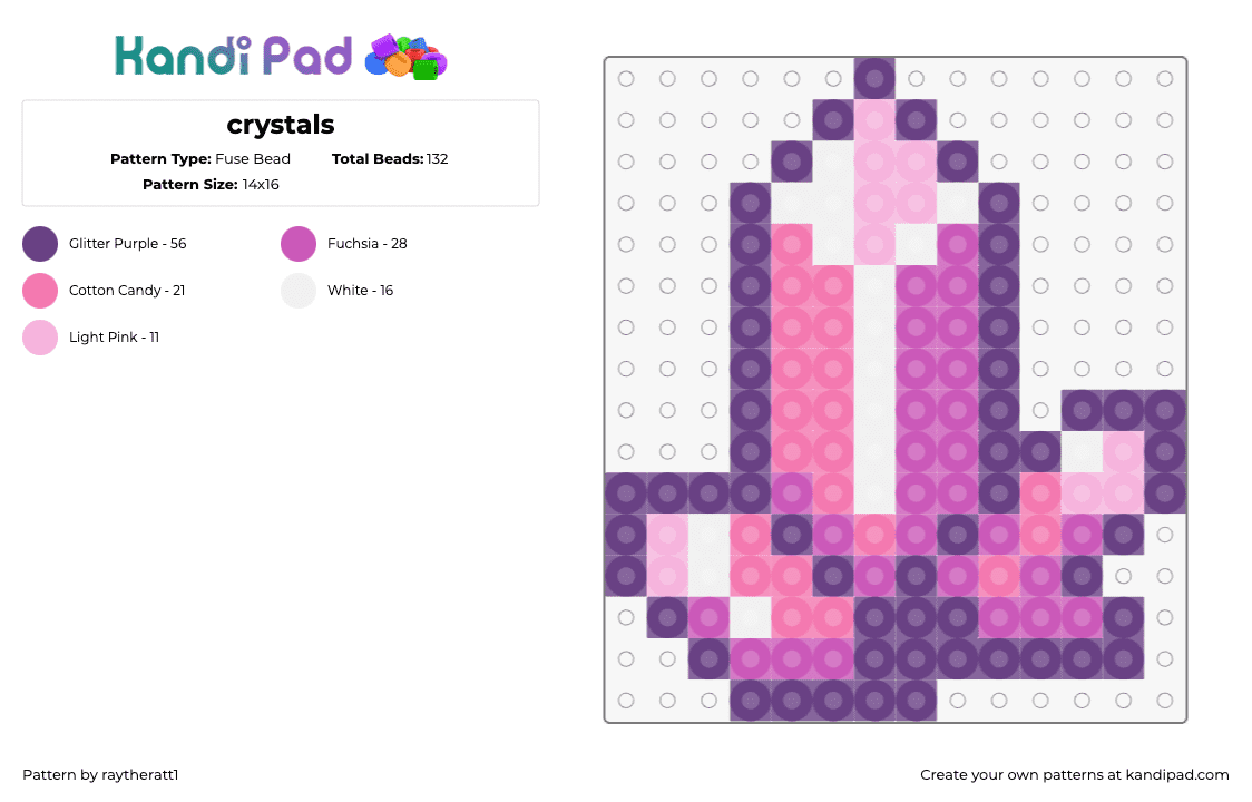 crystals - Fuse Bead Pattern by raytheratt1 on Kandi Pad - crystals,gems,diamonds,pink,purple