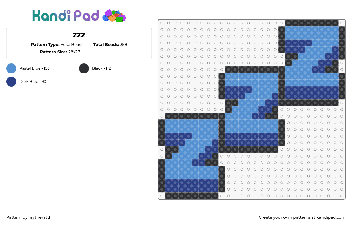 zzz - Fuse Bead Pattern by raytheratt1 on Kandi Pad - zzz,sleep,text,grafitti,blue